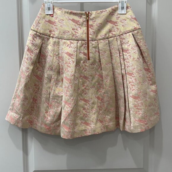 Moulinette Soeurs Sugarplum Brocade Skirt 0 Pink Gold Metallic Whimsical - Picture 4 of 4